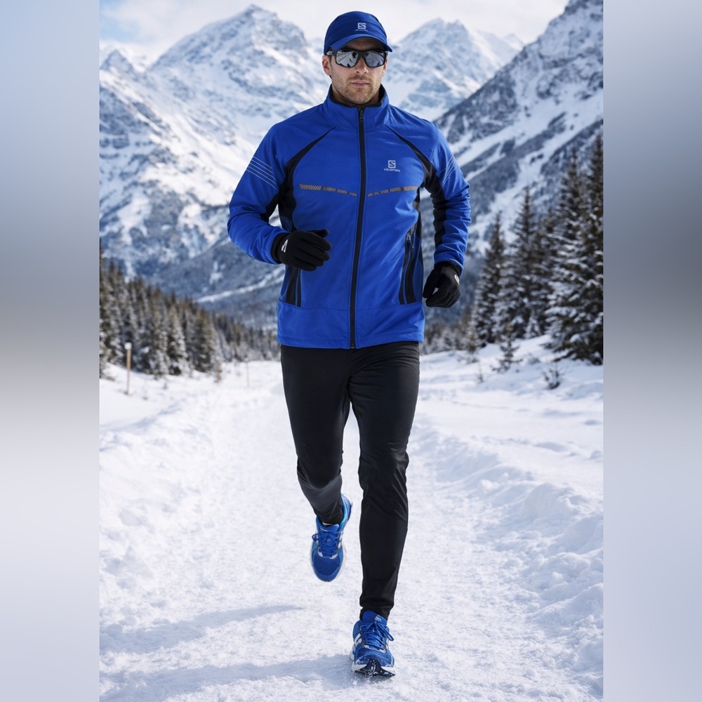Salomon Men’s RS Warm Softshell Performance Jacket Long Sleeve Blue Size XL